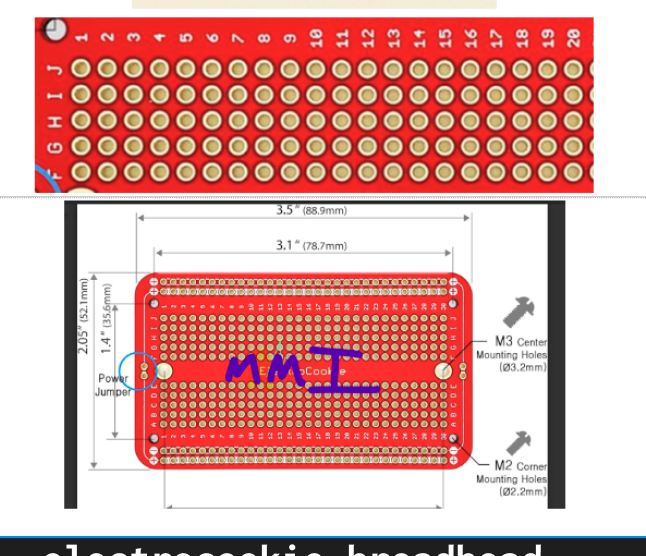 MADMAN breadboard product mockup with dimensions