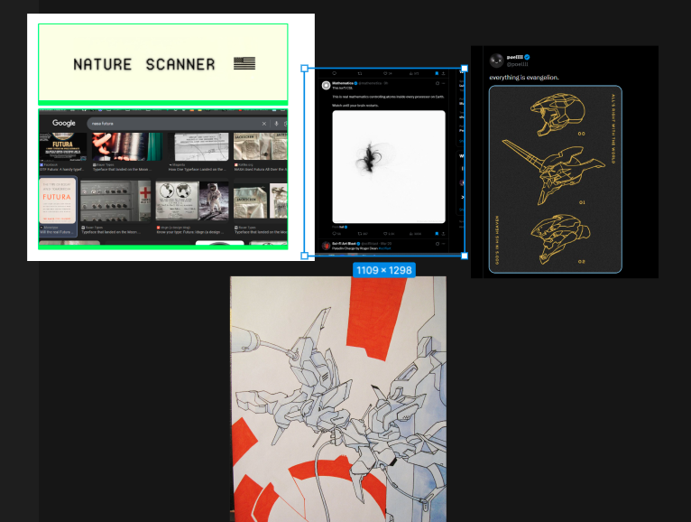 Nature Scanner palette board and sensing-data visual reference